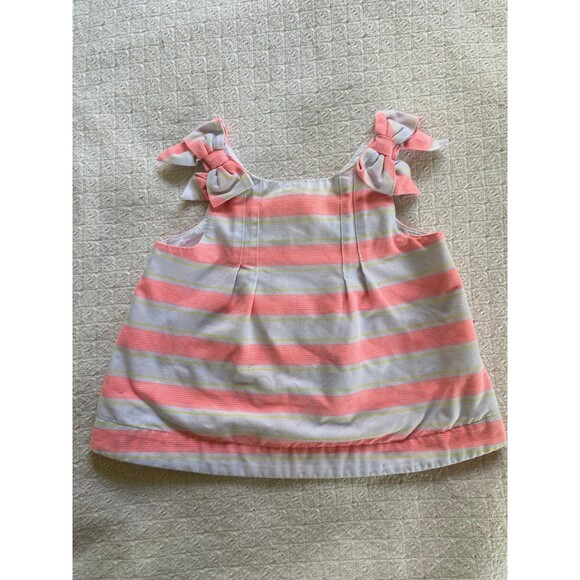 Janie and Jack Baby Girl Dress – 3-6 Months – Pink Striped with Bows - Picture 1 of 5
